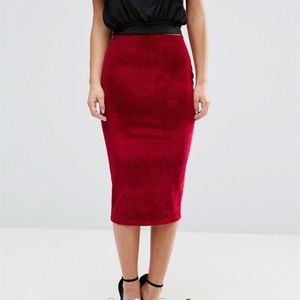ASOS PETITE Pencil Skirt in Velvet